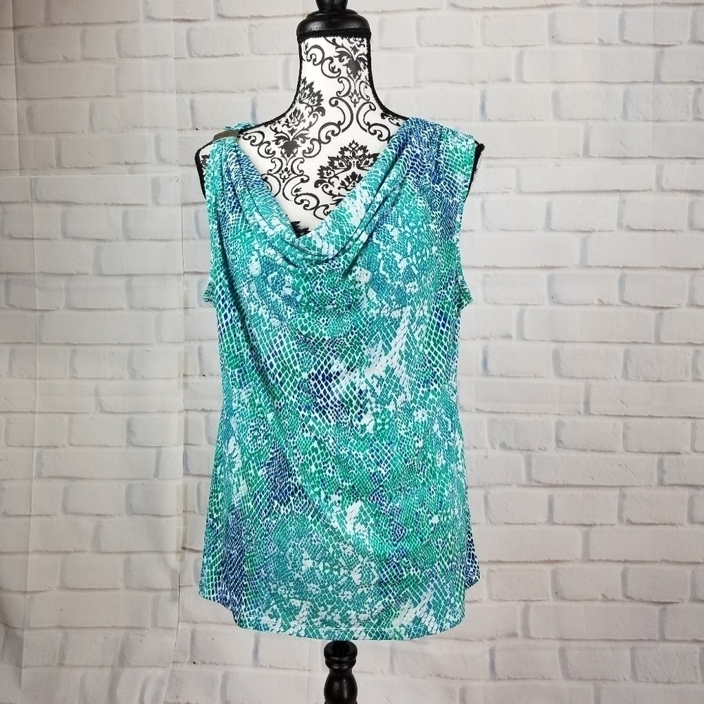 George size large sleeveless geo print popover top